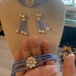Elegant Blue Beaded Jewelry Set